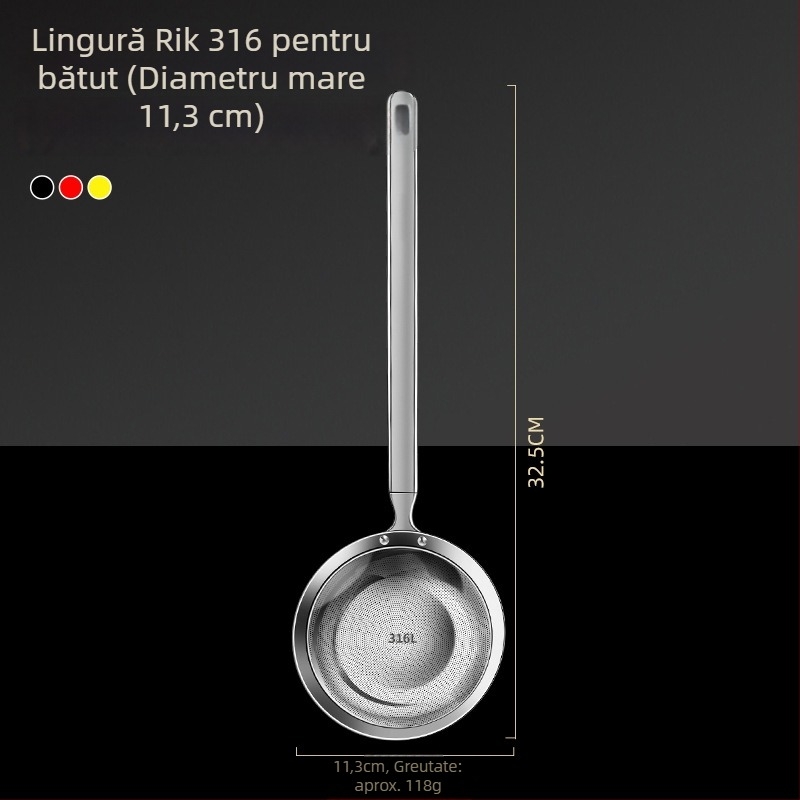 Lingură de spumare din oțel inoxidabil 316 cu sită fină pentru bucătărie