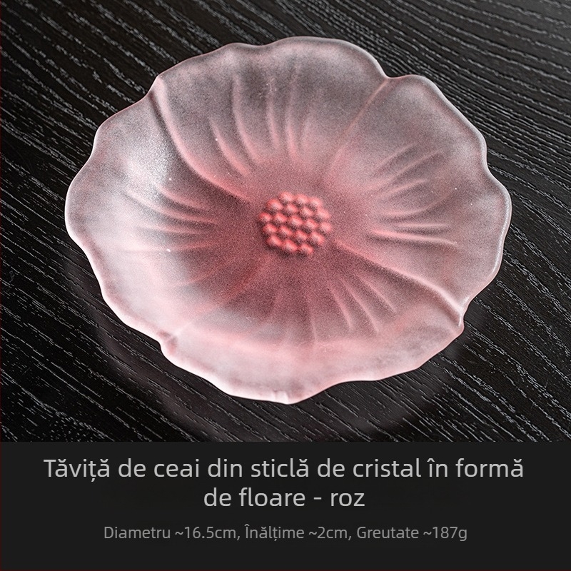 Suport pentru ceainic cu model floral din cristal glazurat, tavă de ceai roz pentru uz casnic, parte din setul Kung Fu pentru ceai și accesorii pentru ceremonia ceaiului