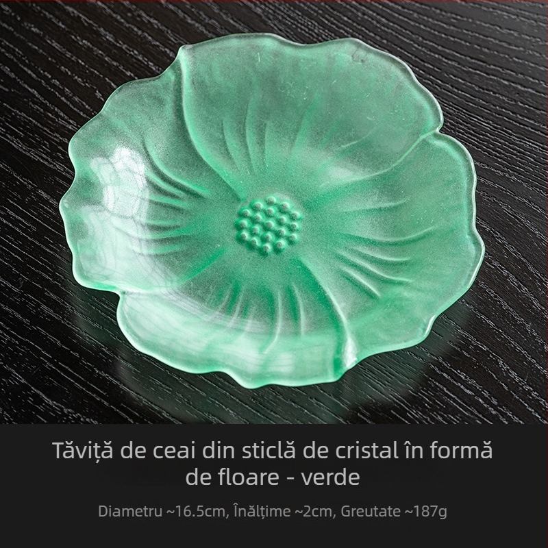 Suport pentru ceainic cu model floral din cristal glazurat, tavă de ceai roz pentru uz casnic, parte din setul Kung Fu pentru ceai și accesorii pentru ceremonia ceaiului