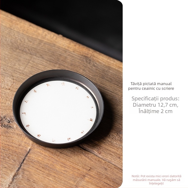 Shanding Suport pentru ceai pictat manual din cenușă de plante — disc de uscare în stil japonez din fier — mică măsuță Gongfu ceai