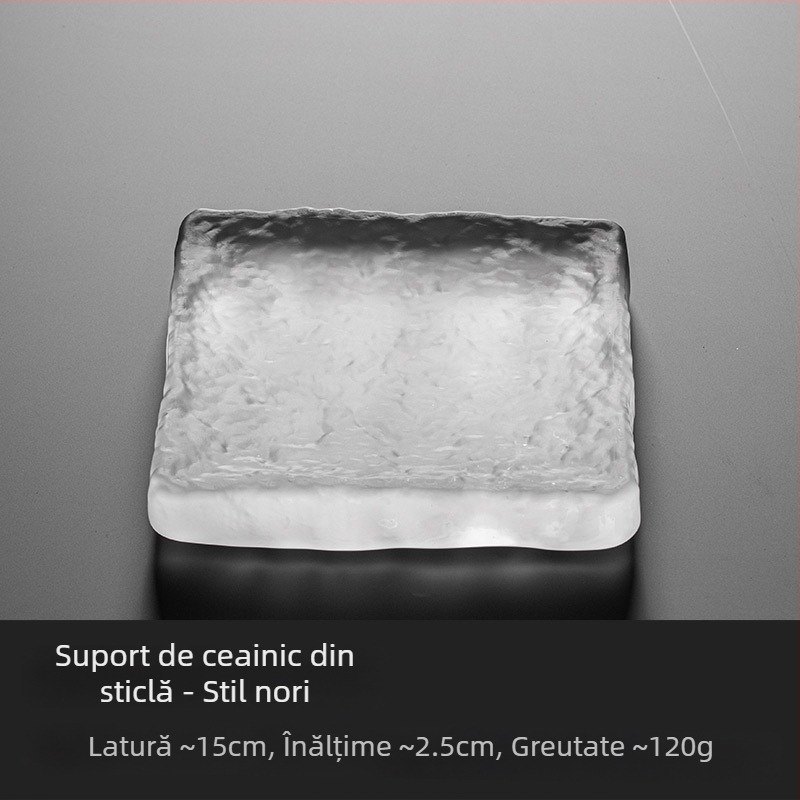 Suport din sticlă pentru ceainic, în stil japonez, pernă groasă pentru ceainic, accesorii pentru setul Zen de ceai, tavă din sticlă mată