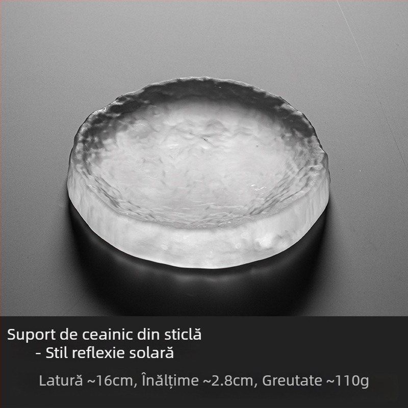 Suport din sticlă pentru ceainic, în stil japonez, pernă groasă pentru ceainic, accesorii pentru setul Zen de ceai, tavă din sticlă mată
