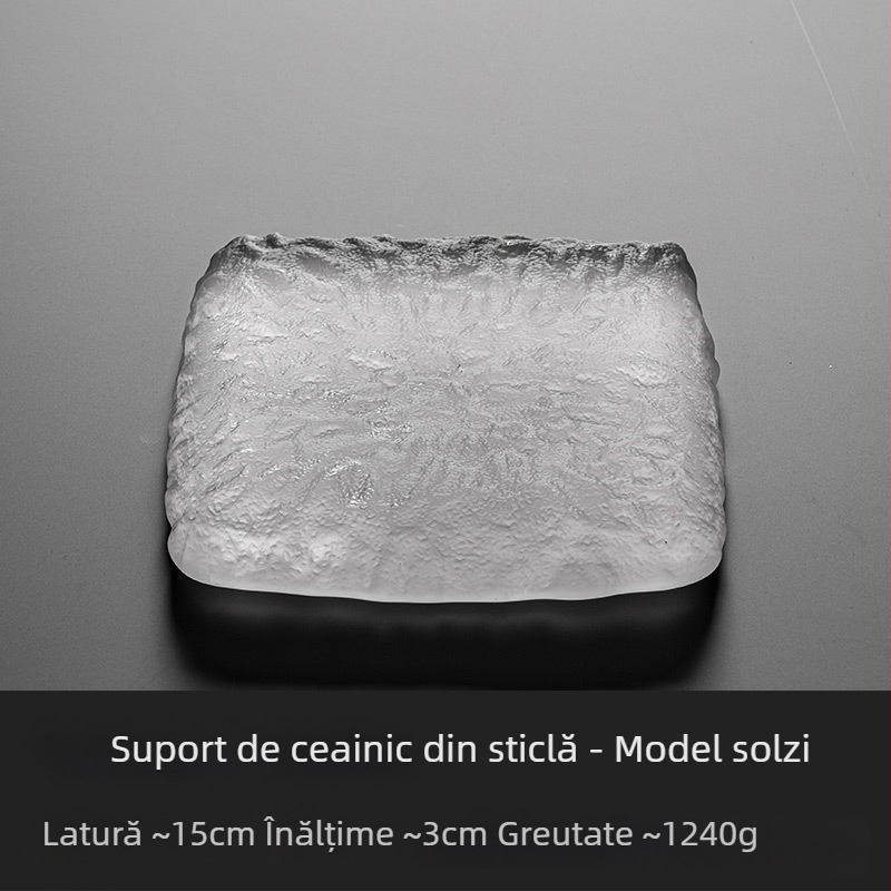Suport din sticlă pentru ceainic, în stil japonez, pernă groasă pentru ceainic, accesorii pentru setul Zen de ceai, tavă din sticlă mată