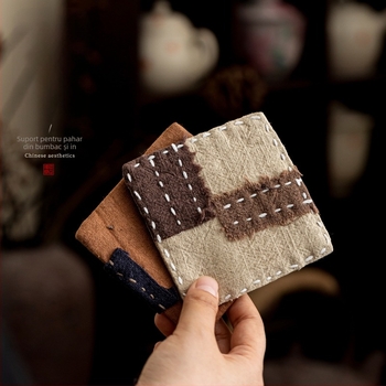 Prosop de masă din bumbac-lin, lucrat manual, absorbant, textile moi pentru uz casnic, suporturi pentru ceainic și cești, covorașe izolante termice, accesorii pentru ceremonia ceaiului