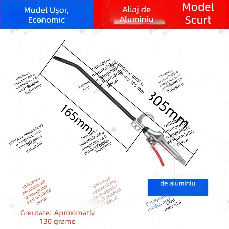 Pistol pneumatic de curățare cu aer, presiune mare, pentru îndepărtarea prafului și funinginii