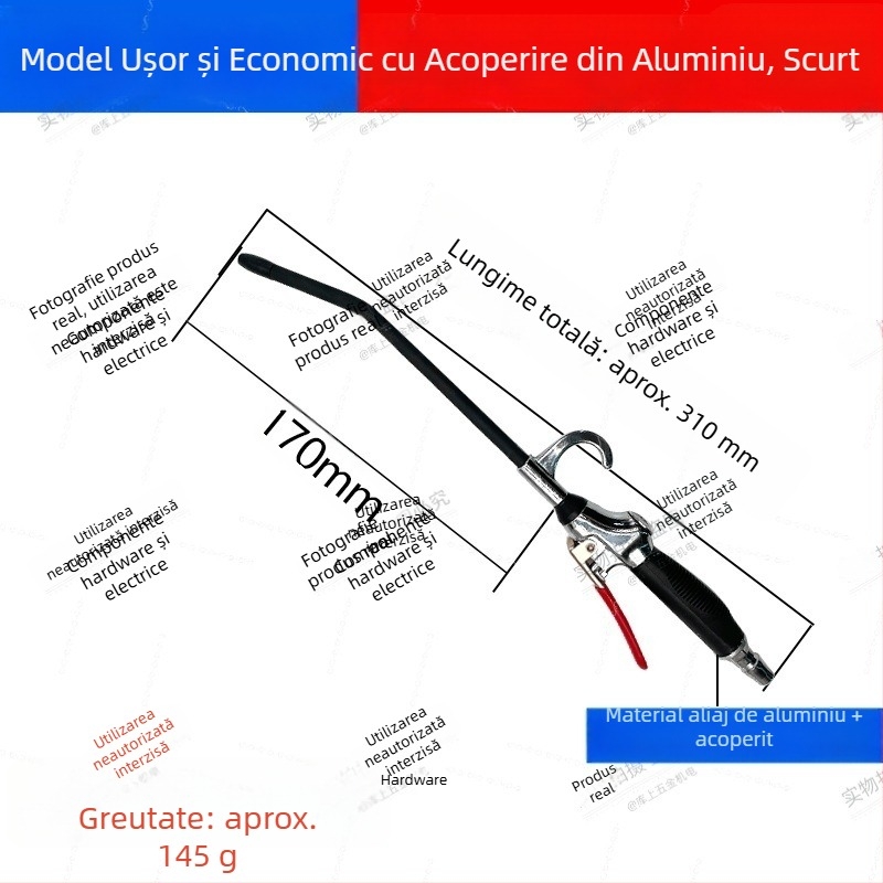 Pistol pneumatic de curățare cu aer, presiune mare, pentru îndepărtarea prafului și funinginii