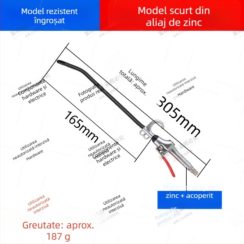 Pistol pneumatic de curățare cu aer, presiune mare, pentru îndepărtarea prafului și funinginii