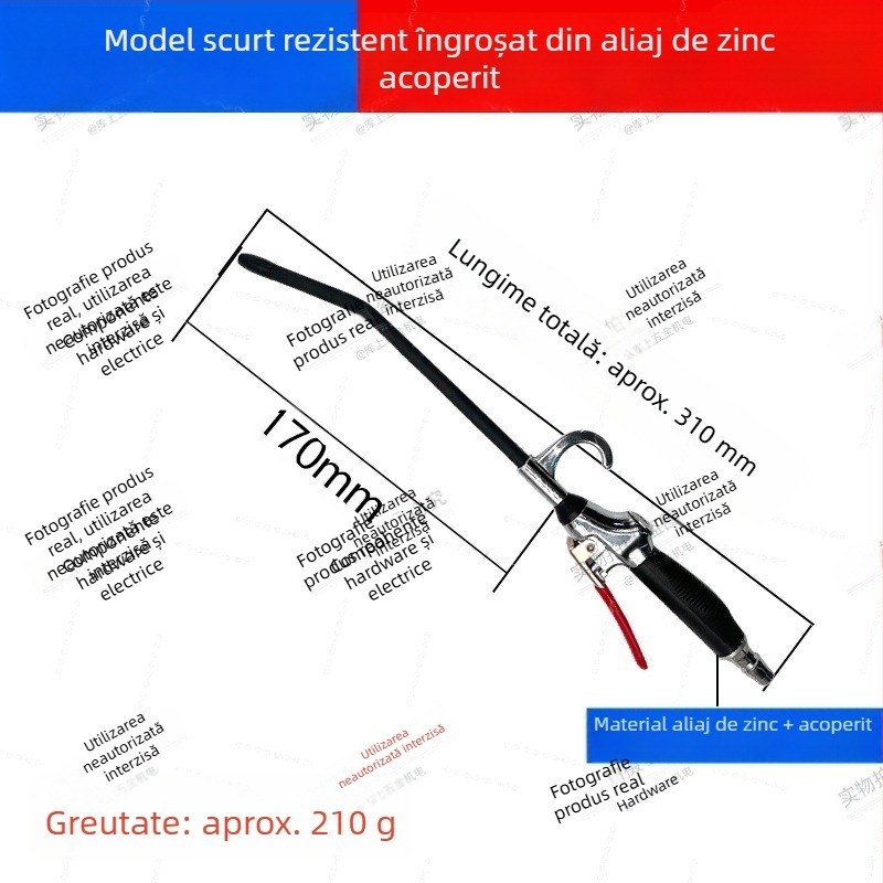 Pistol pneumatic de curățare cu aer, presiune mare, pentru îndepărtarea prafului și funinginii