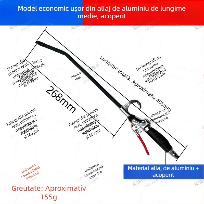 Pistol pneumatic de curățare cu aer, presiune mare, pentru îndepărtarea prafului și funinginii