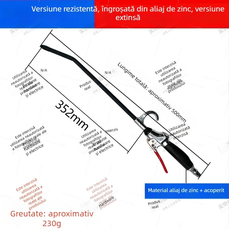 Pistol pneumatic de curățare cu aer, presiune mare, pentru îndepărtarea prafului și funinginii