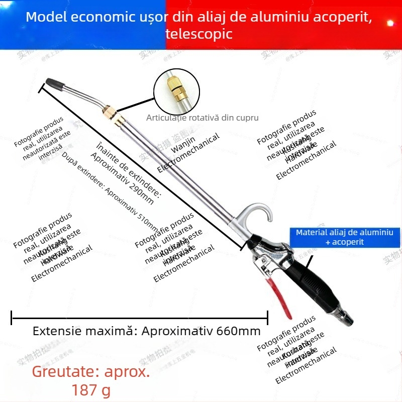Pistol pneumatic de curățare cu aer, presiune mare, pentru îndepărtarea prafului și funinginii