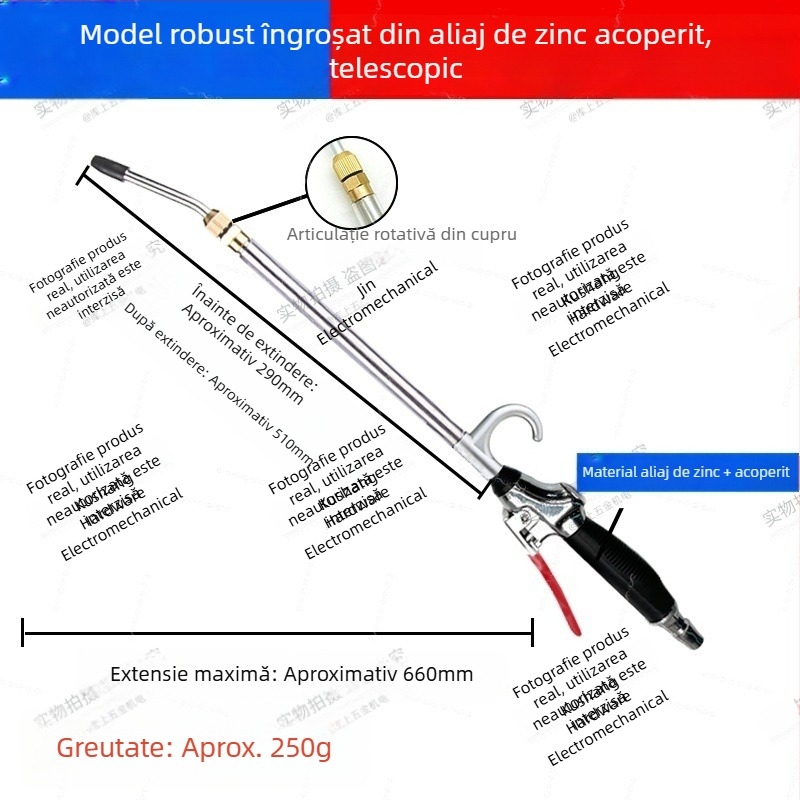 Pistol pneumatic de curățare cu aer, presiune mare, pentru îndepărtarea prafului și funinginii