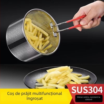 Coș de prăjit din oțel inoxidabil 304 cu filtru – pentru cartofi prăjiți și tăiței
