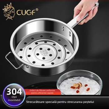 Lingură de bucătărie din oțel inoxidabil 304 cu sită integrată pentru supe cu creveți