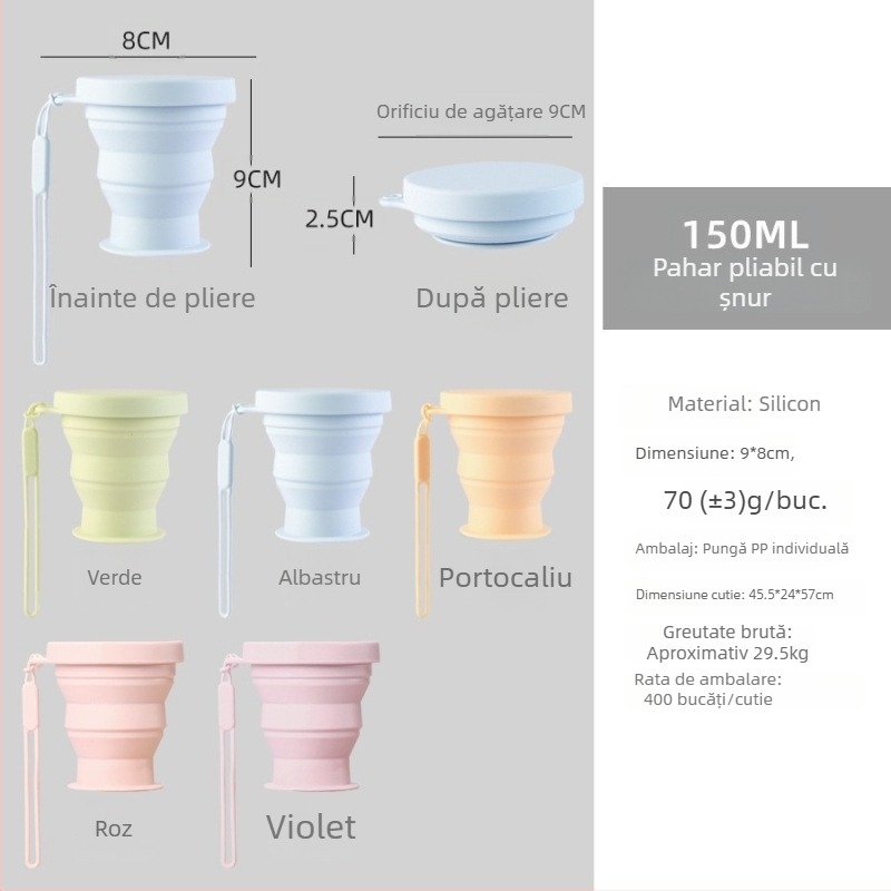 Cutie de prânz din silicon cu capac, Bento pliabil pentru camping și călătorii, pătrată, 800–1000 ml, compatibilă cu cuptorul cu microunde, include furculiță și lingură, design simplu modern