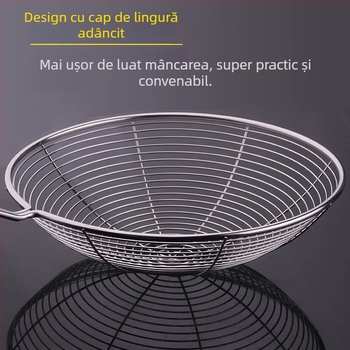 Lingură strecurătoare din oțel inoxidabil cu cârlig, pentru oale fierbinți, supe, prăjit, găluște și tăiței