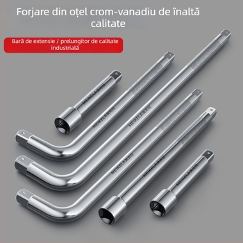 Brat extins pentru cheie cu priză 1/2 inch, din oțel crom-vanadiu, bare curbate și drepte, extensie de scule