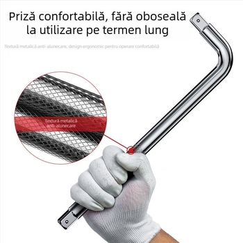 Brat extins pentru cheie cu priză 1/2 inch, din oțel crom-vanadiu, bare curbate și drepte, extensie de scule