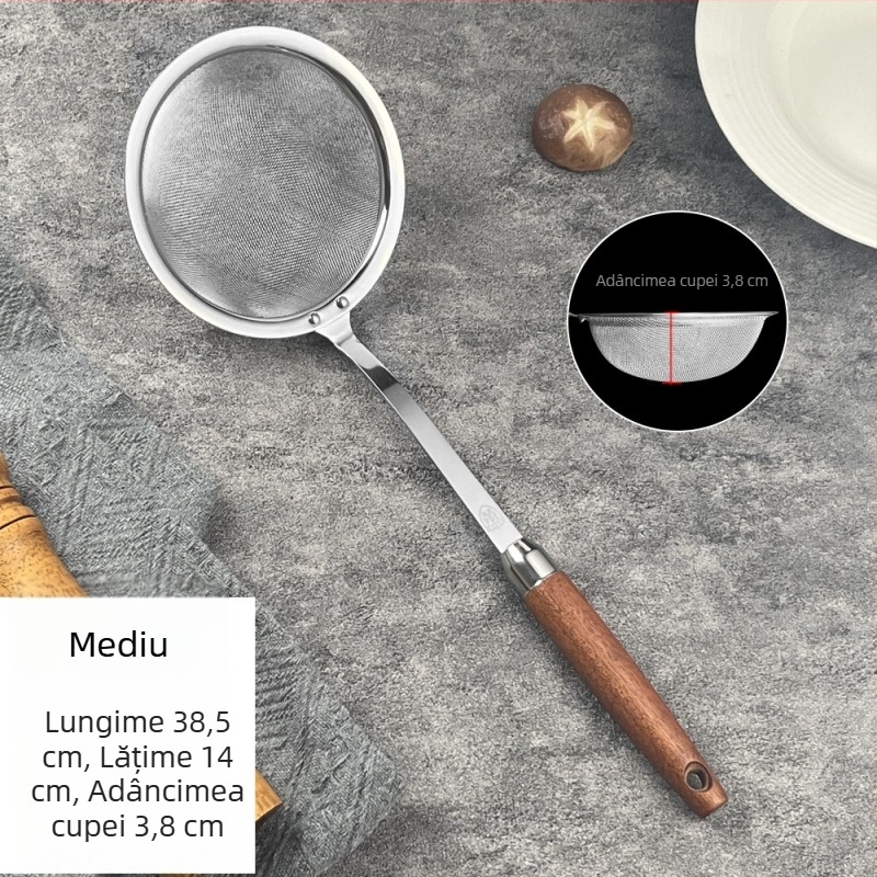 Filtru și sită din oțel inoxidabil 304 pentru bucătărie, filtru pentru lapte de soia, strecurător pentru găluțe și wonton, protecție împotriva stropilor de ulei
