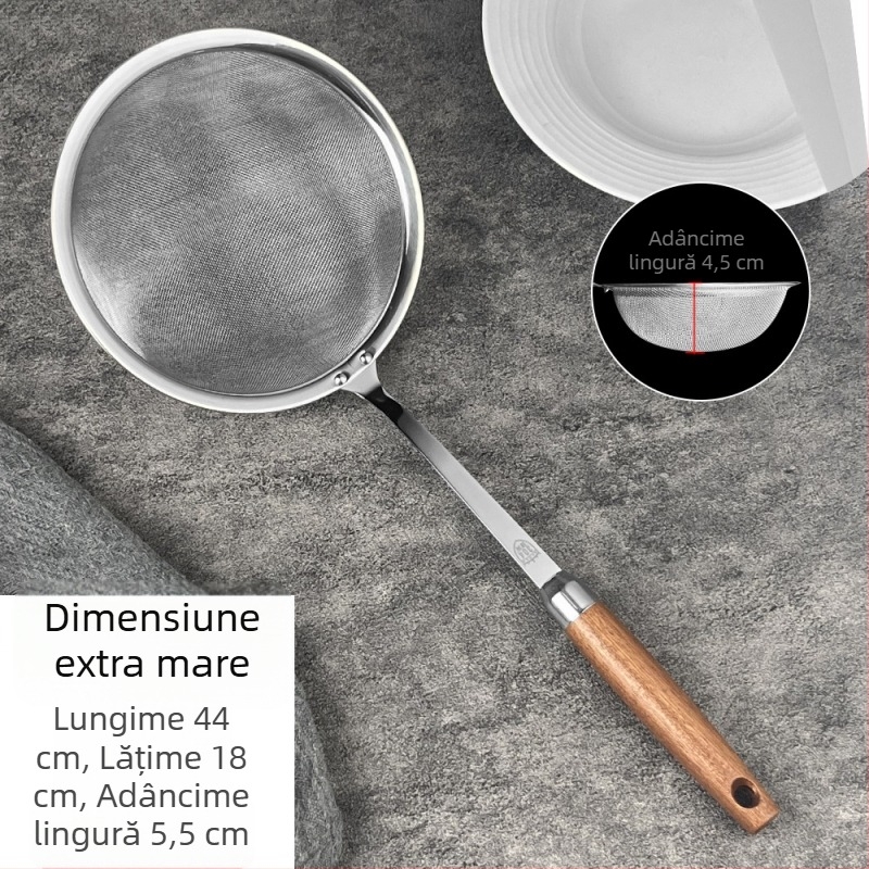 Filtru și sită din oțel inoxidabil 304 pentru bucătărie, filtru pentru lapte de soia, strecurător pentru găluțe și wonton, protecție împotriva stropilor de ulei