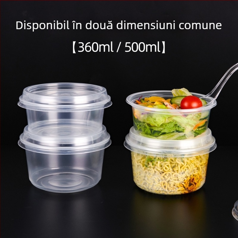 Set de boluri și bețișoare de unică folosință din plastic, cutie rotundă pentru mâncare cu capac, pentru nunți