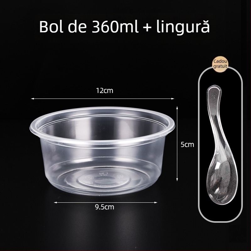 Set de boluri și bețișoare de unică folosință din plastic, cutie rotundă pentru mâncare cu capac, pentru nunți