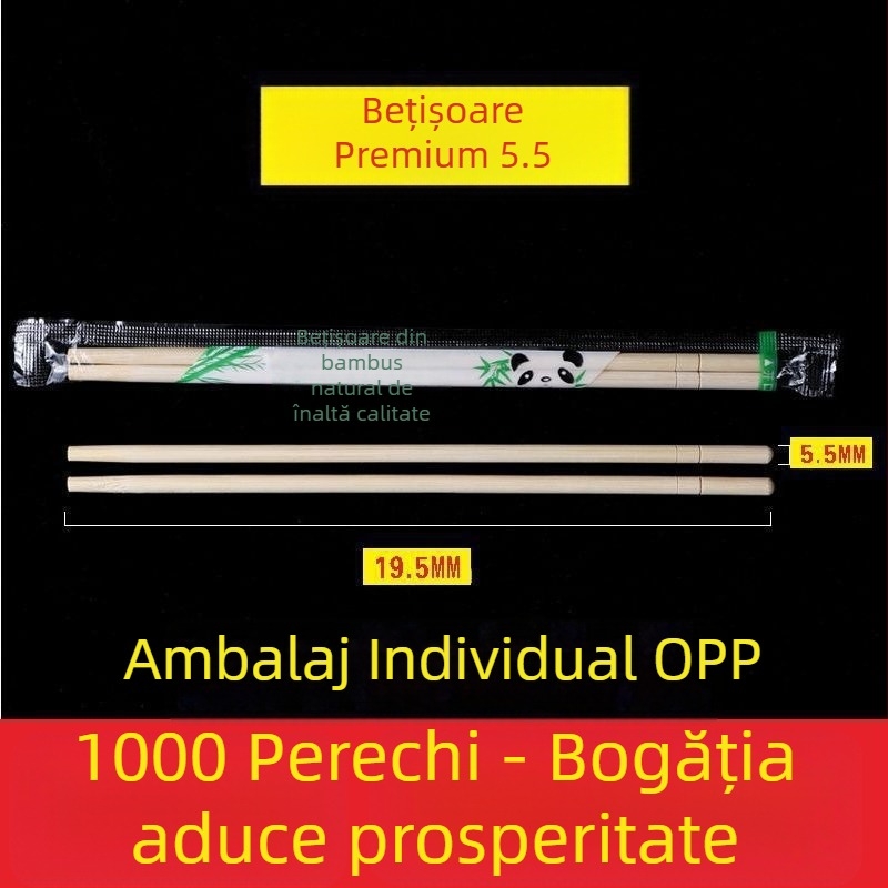 Bețișoare de unică folosință din bambus, ambalate individual, pentru restaurante și uz casnic