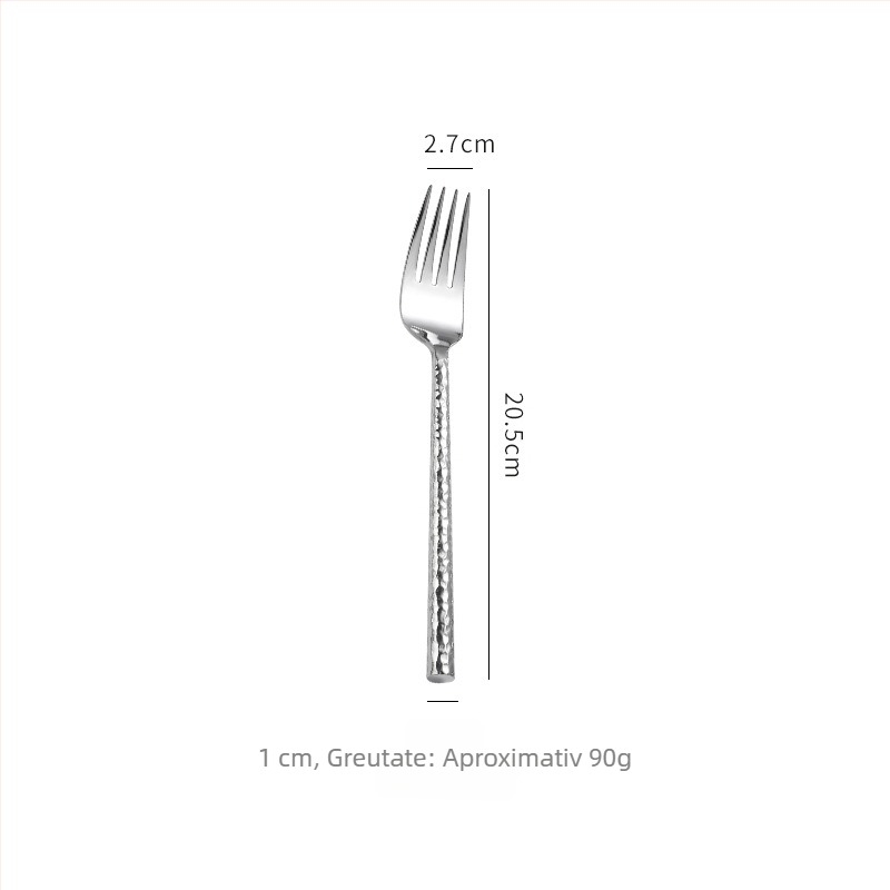 Daoqi 304 oțel inoxidabil – tacâmuri occidentale cu finisaj ciocănit, set cuțit pentru steak, furcă, lingură, furculiță de desert, furculiță de tort