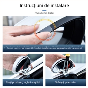 Oglindă auxiliară pentru oglinda retrovizoare a mașinii, cu câmp vizual larg și definiție înaltă, oglindă convexă mică, rotundă, cu unghi larg pentru unghiuri moarte și mersul în marșarier