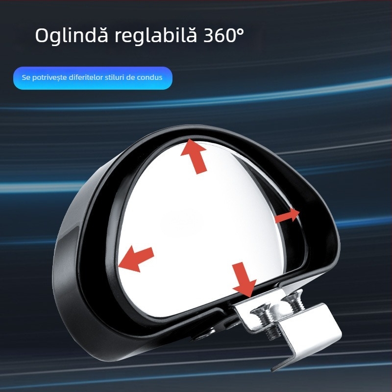 Oglindă auxiliară pentru oglinda retrovizoare a mașinii, cu câmp vizual larg și definiție înaltă, oglindă convexă mică, rotundă, cu unghi larg pentru unghiuri moarte și mersul în marșarier