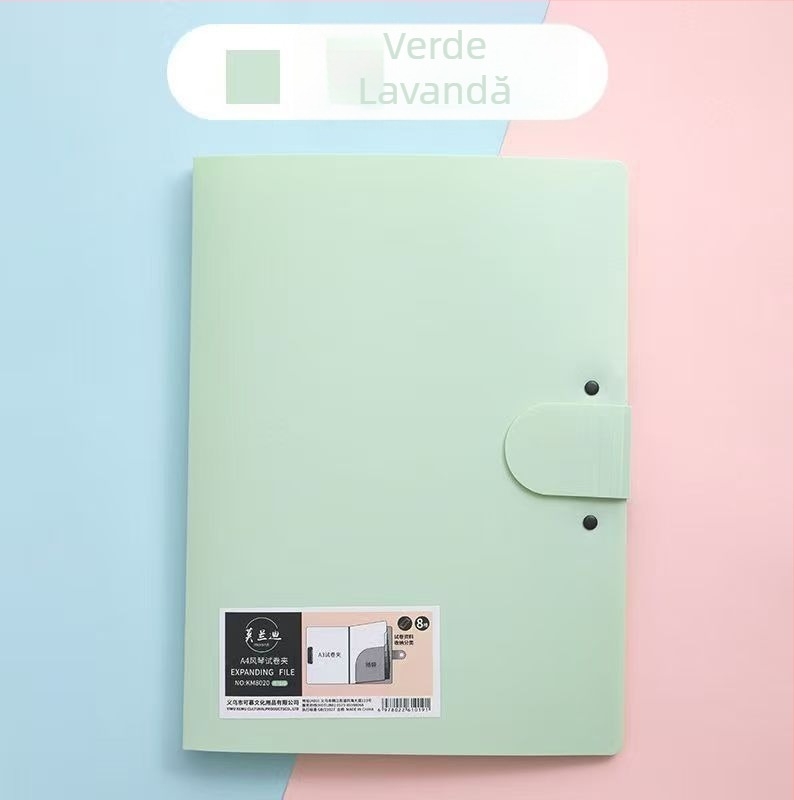 Mapă acordeon din plastic A3, colorată, multifuncțională pentru documente și fișe de examen, materiale ale elevilor
