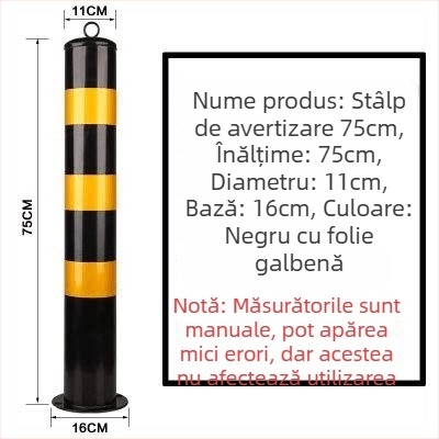 Stâlp avertizor din țeavă de oțel, stâlp anti-coliziune cu bază flanșată pentru intrări și parcări