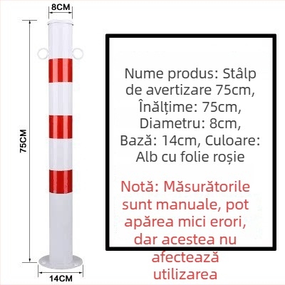 Stâlp avertizor din țeavă de oțel, stâlp anti-coliziune cu bază flanșată pentru intrări și parcări