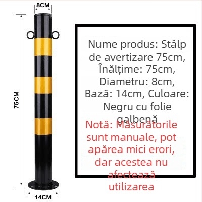 Stâlp avertizor din țeavă de oțel, stâlp anti-coliziune cu bază flanșată pentru intrări și parcări