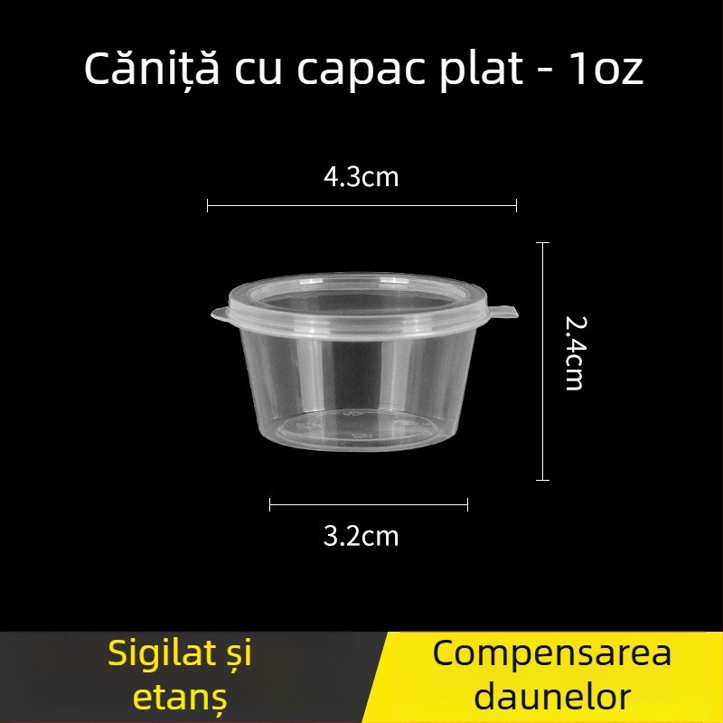 Cutie de sos de unică folosință, rotundă, cu capac, recipient mic pentru condimente, pentru sos de ardei iute și sos de dipping, aromă de fructul pasiunii, ambalaj pentru livrare, pereți groși
