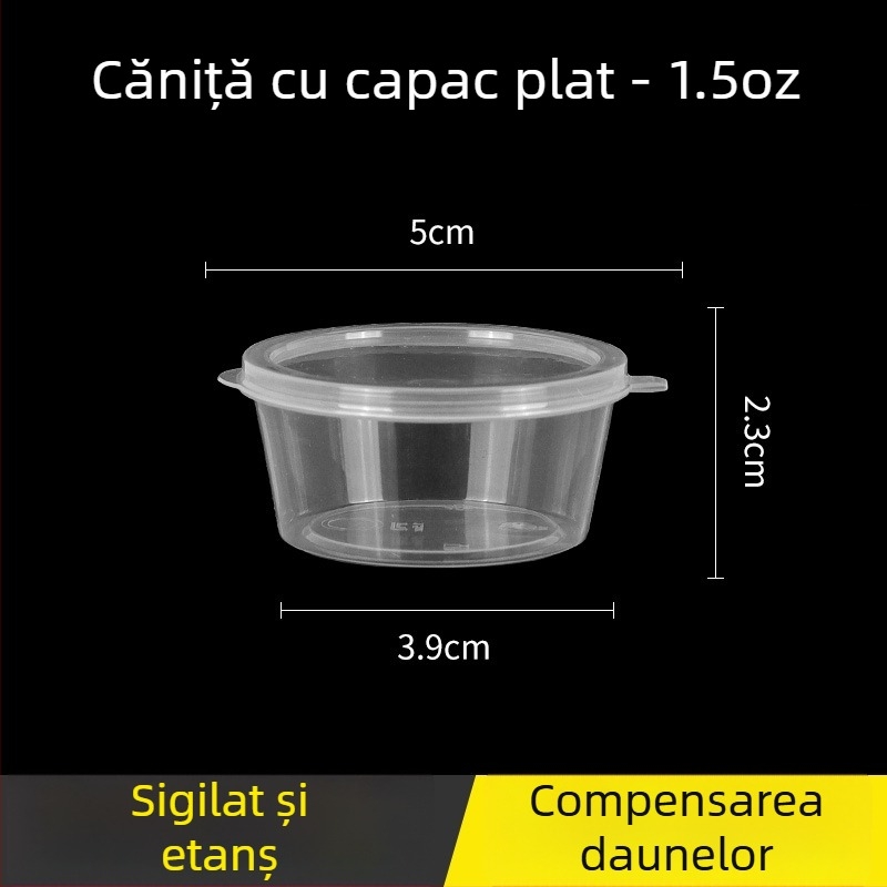 Cutie de sos de unică folosință, rotundă, cu capac, recipient mic pentru condimente, pentru sos de ardei iute și sos de dipping, aromă de fructul pasiunii, ambalaj pentru livrare, pereți groși