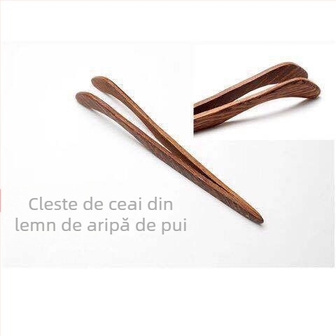 Clema pentru ceai din cupru pur, cu lemn de abanos, clip pentru ceremonia Kung Fu a ceaiului, pensete din oțel inoxidabil — accesorii pentru setul de ceai casnic