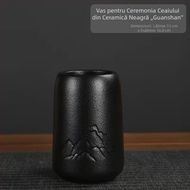 Set ceremonial de ceai din lemn de santal negru, șase piese: ac de ceai, clește pentru ceai, lingură de ceai, ceașcă, furculiță pentru ceai, perie, accesorii pentru ceai și instrument de deschidere Pu’er