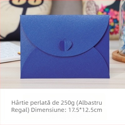 Plic coreean retro cu cataramă în formă de inimă, plic din hârtie perlată, decor creativ cu cataramă în formă de inimă, logo romantic minimalist