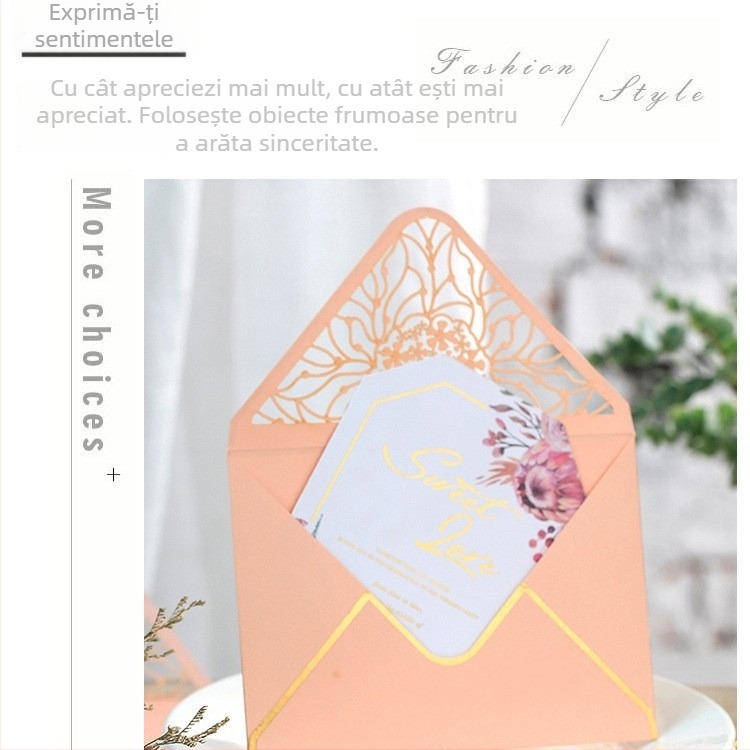 Plic coreean retro cu cataramă în formă de inimă, plic din hârtie perlată, decor creativ cu cataramă în formă de inimă, logo romantic minimalist