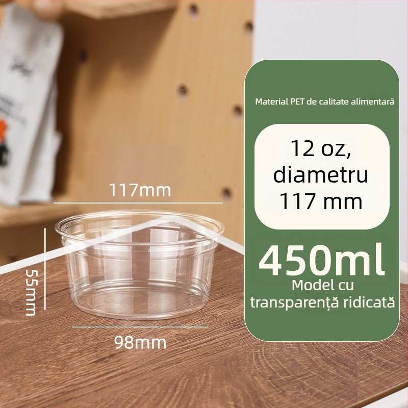 Boluri de desert din plastic, de unică folosință, cu capac, cu bile de taro și salată de fructe