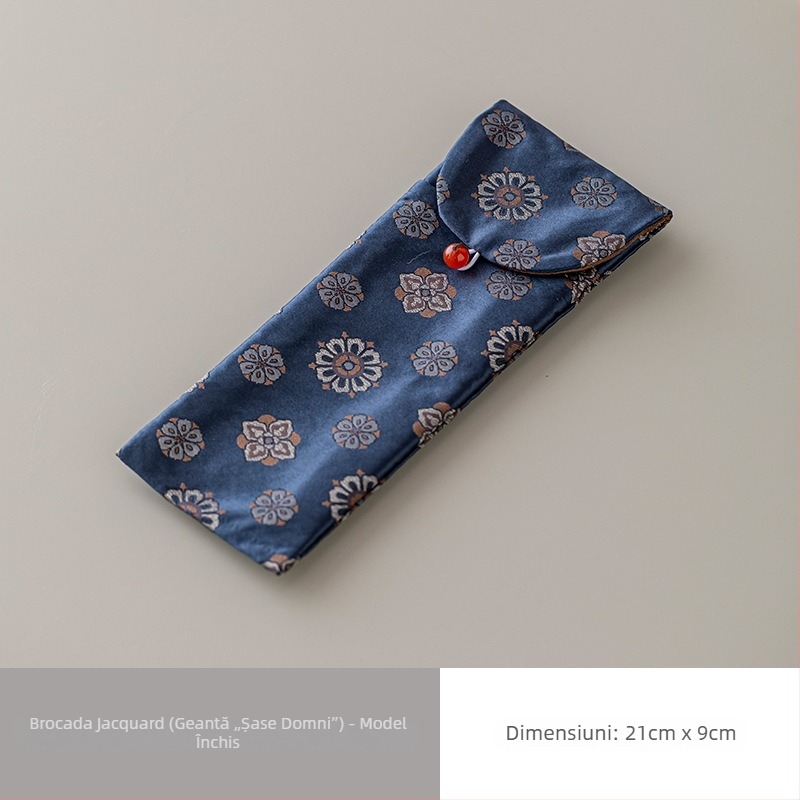 Geantă din pânză pentru accesorii de ceremonie a ceaiului, cu clip pentru ceai, cuțit pentru ceai și măsurător pentru ceai — set din trei piese, husă de călătorie