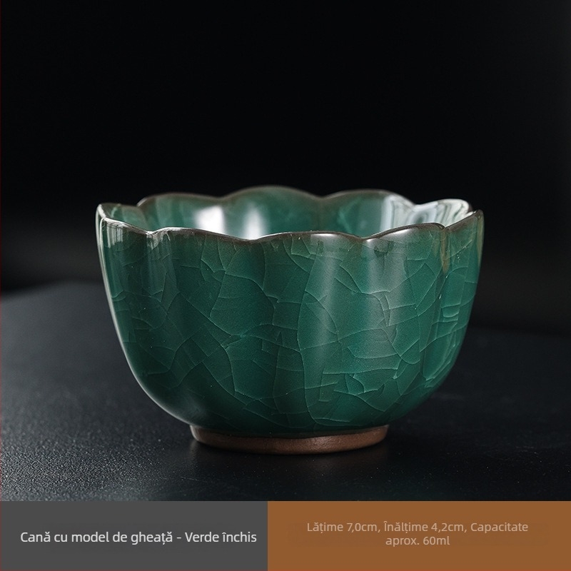Ceașcă Gongfu din porțelan, set ceramic pentru ceai, ceașcă personală pentru uz casnic Ice Flower