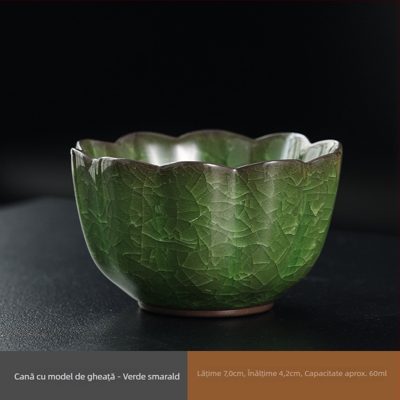 Ceașcă Gongfu din porțelan, set ceramic pentru ceai, ceașcă personală pentru uz casnic Ice Flower