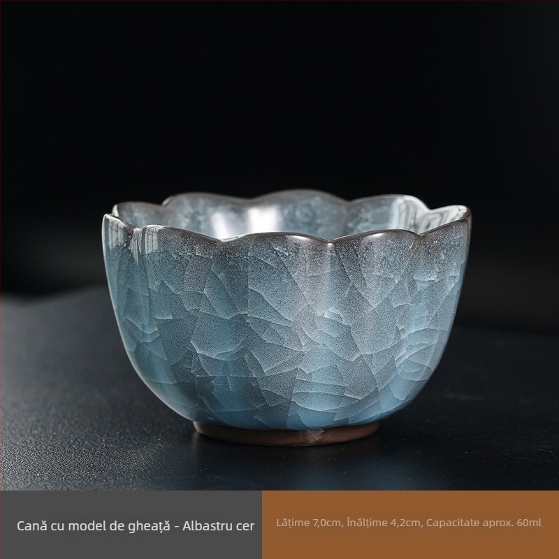 Ceașcă Gongfu din porțelan, set ceramic pentru ceai, ceașcă personală pentru uz casnic Ice Flower