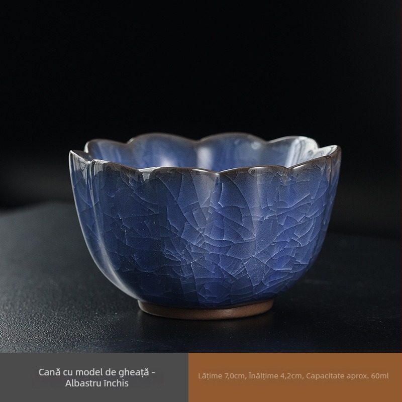 Ceașcă Gongfu din porțelan, set ceramic pentru ceai, ceașcă personală pentru uz casnic Ice Flower