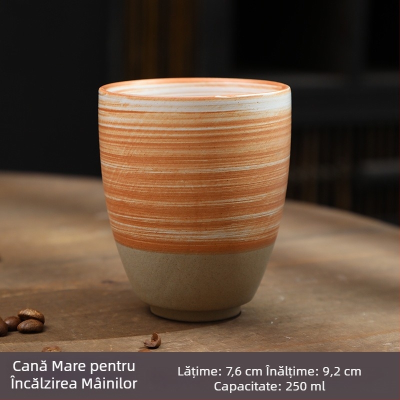 Leaf ceașă ceramică pentru ceai, stil antic – ceramică brută, set Gongfu ceai, ceașă vintage pentru degustare ceai, realizată manual