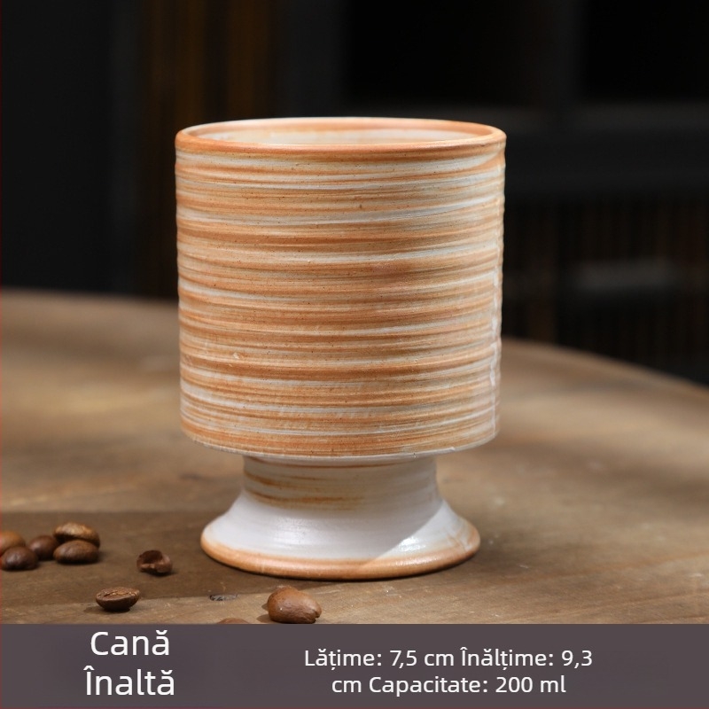 Leaf ceașă ceramică pentru ceai, stil antic – ceramică brută, set Gongfu ceai, ceașă vintage pentru degustare ceai, realizată manual