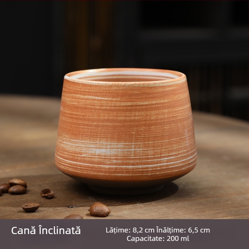 Leaf ceașă ceramică pentru ceai, stil antic – ceramică brută, set Gongfu ceai, ceașă vintage pentru degustare ceai, realizată manual