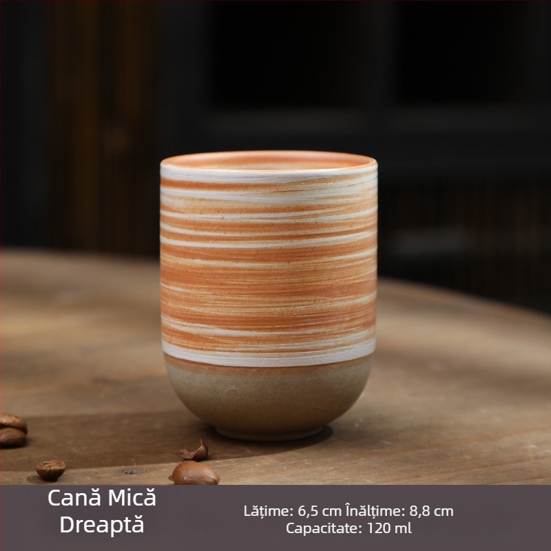 Leaf ceașă ceramică pentru ceai, stil antic – ceramică brută, set Gongfu ceai, ceașă vintage pentru degustare ceai, realizată manual